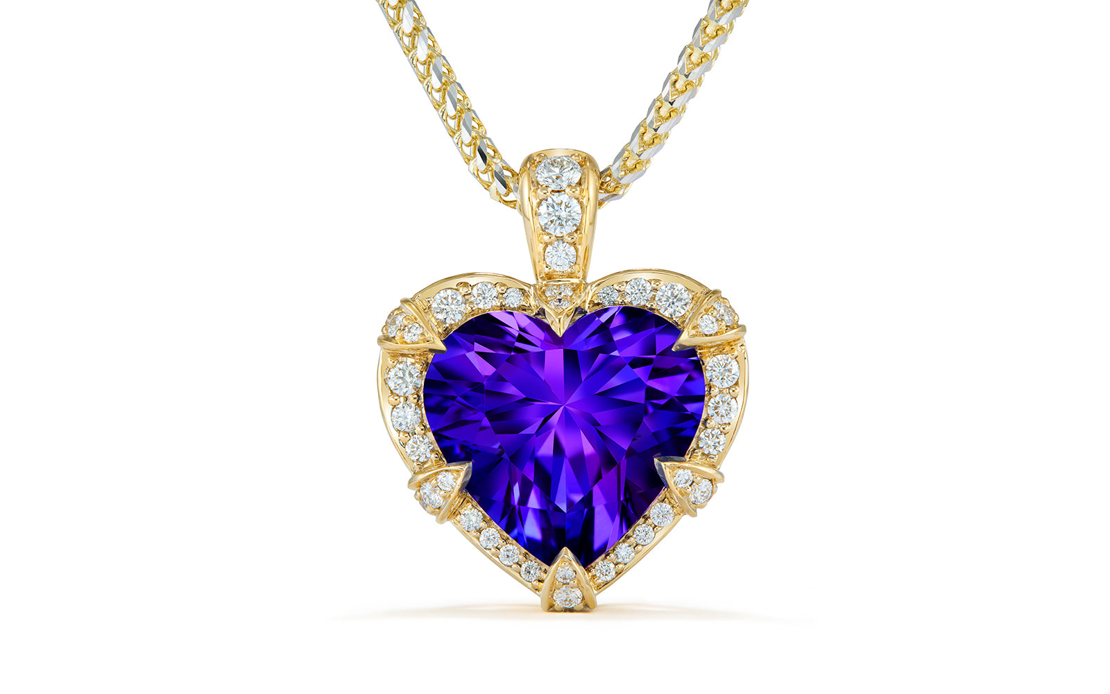 Tanzanite Necklace with D Flawless Diamonds set in 18K Yellow Gold