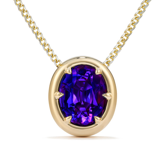 Tanzanite Necklace with D Flawless Diamonds set in 18K Yellow Gold