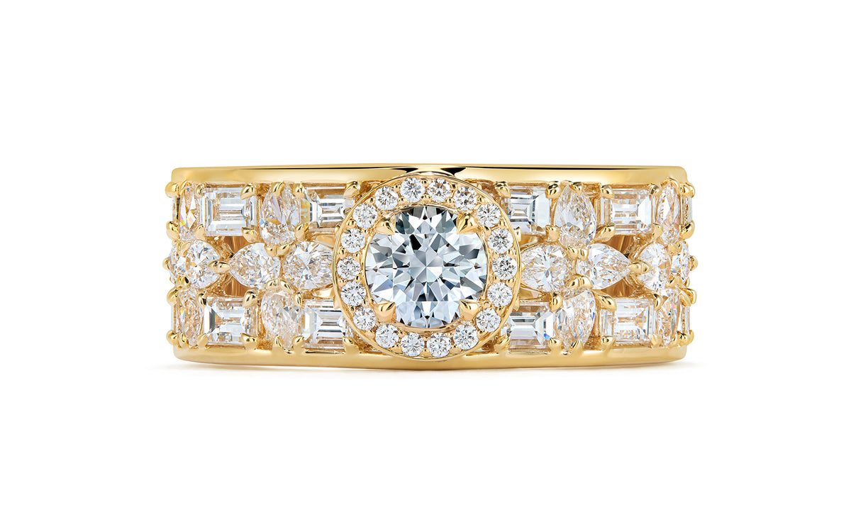 D Flawless Golconda Diamond Ring with D Flawless Diamonds set in 18K Yellow Gold