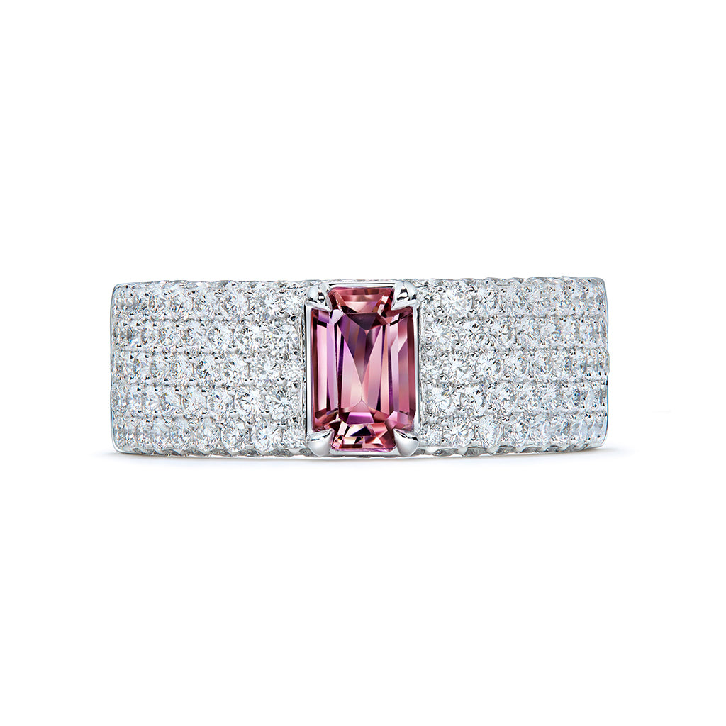 Pink Tanzanite Ring with D Flawless Diamonds set in 18K White Gold