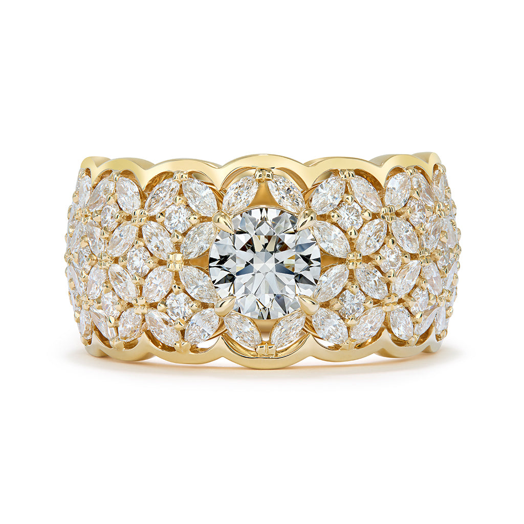 D Flawless Golconda Diamond Ring with D Flawless Diamonds set in 18K Yellow Gold