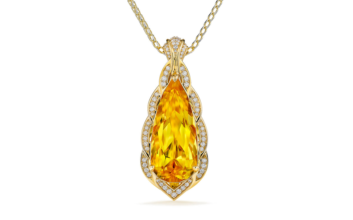 Dominican Ancient Amber Necklace with D Flawless Diamonds set in 18K Yellow Gold