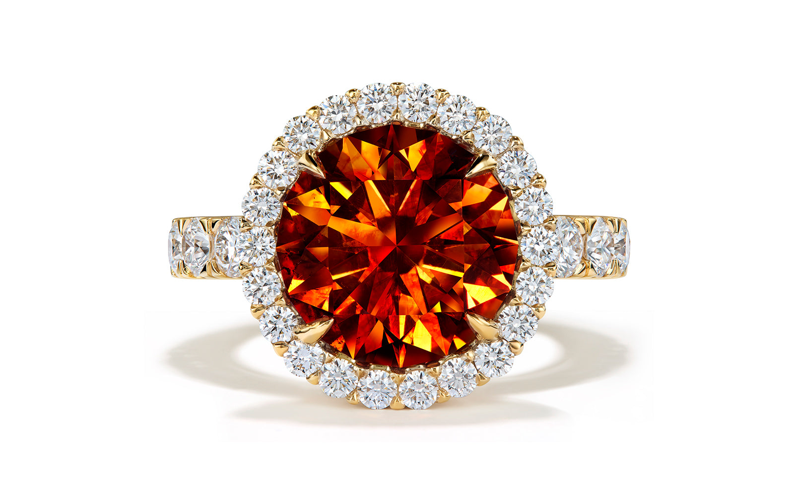 Sphalerite Ring with D Flawless Diamonds set in 18K Yellow Gold