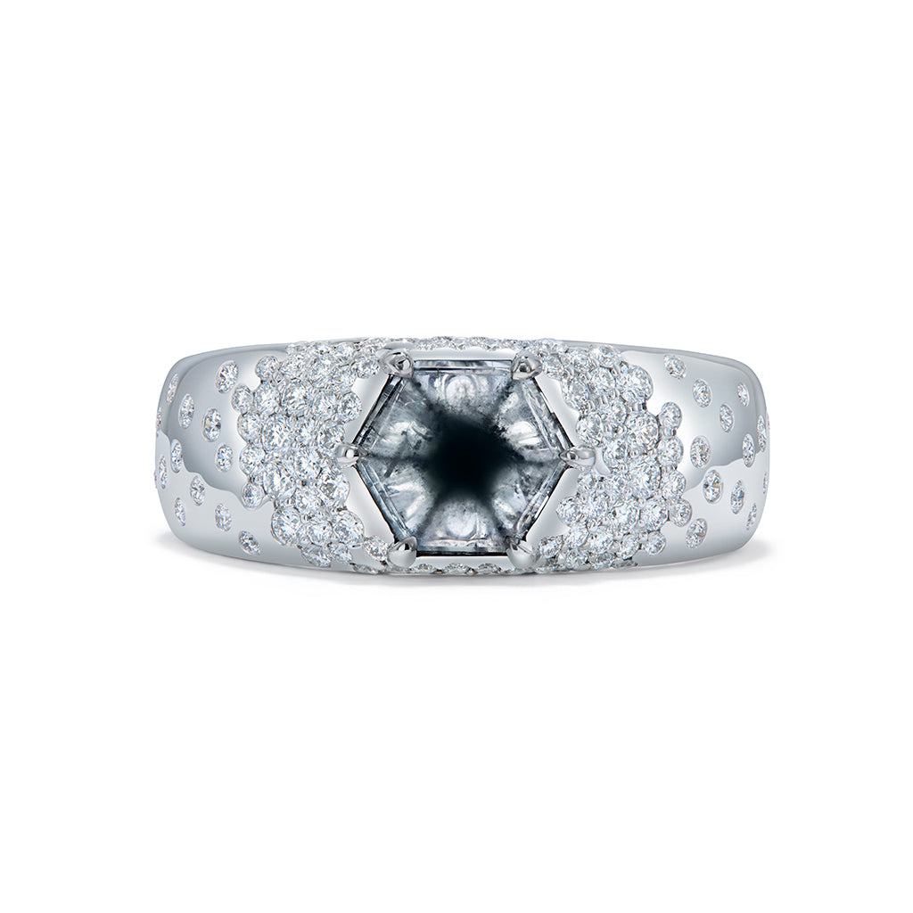 Trapiche Garnet Ring with D Flawless Diamonds set in 18K White Gold