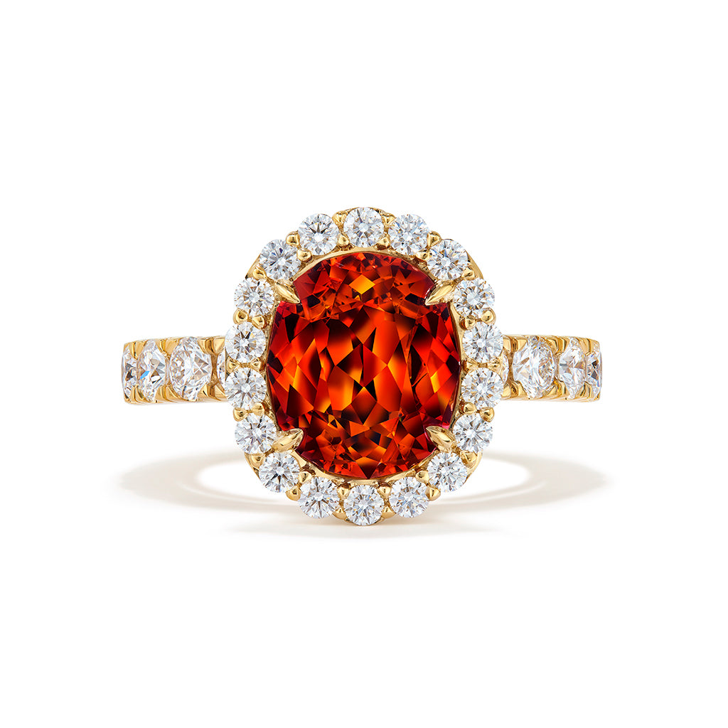 Sphalerite Ring with D Flawless Diamonds set in 18K Yellow Gold