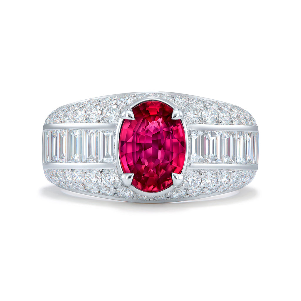 Unheated Jedi Ruby Ring with D Flawless Diamonds set in 18K White Gold