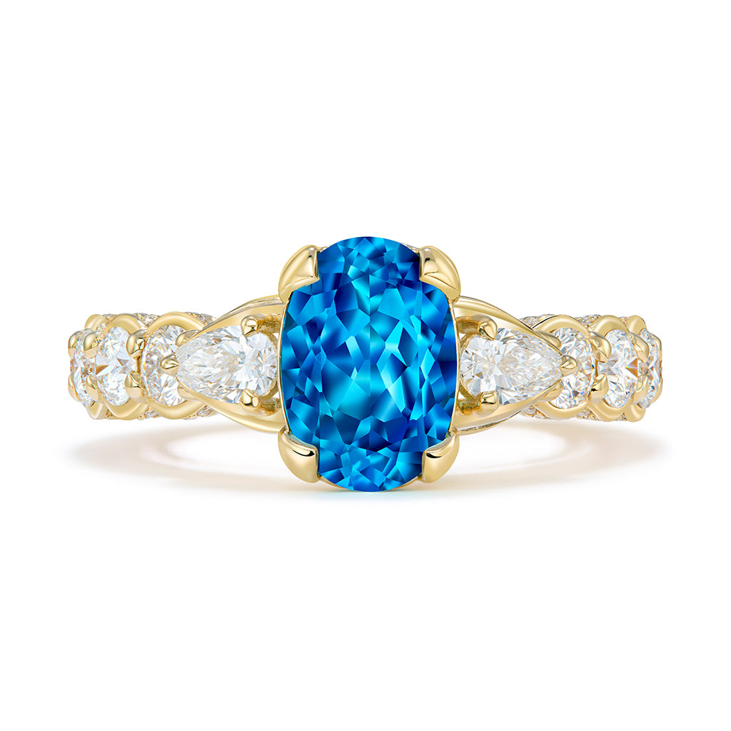 Paraiba Tourmaline Ring with D Flawless Diamonds set in 18K Yellow Gold