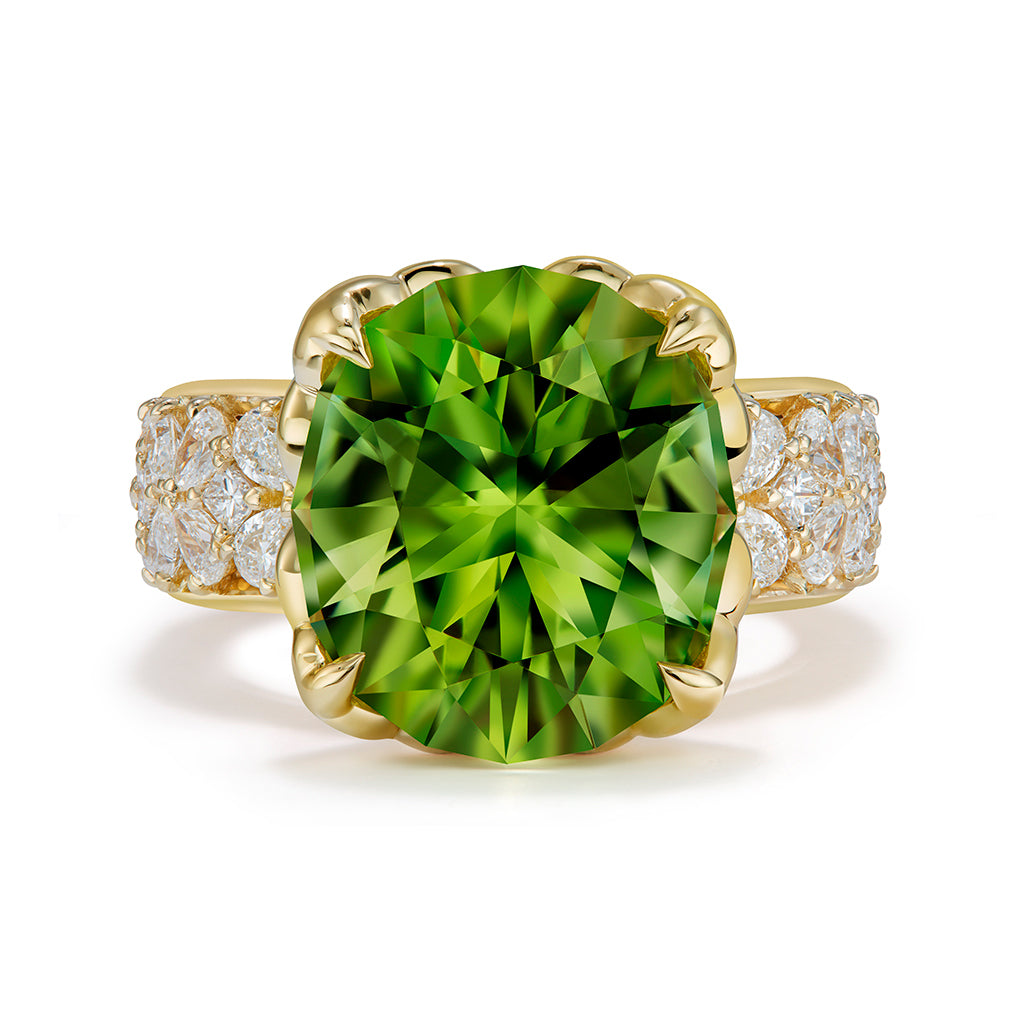 Paraiba Tourmaline Ring with D Flawless Diamonds set in 18K Yellow Gold