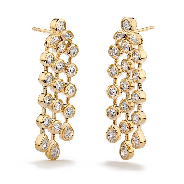 Raindrops D Flawless Diamond Earrings set in 18K Yellow Gold