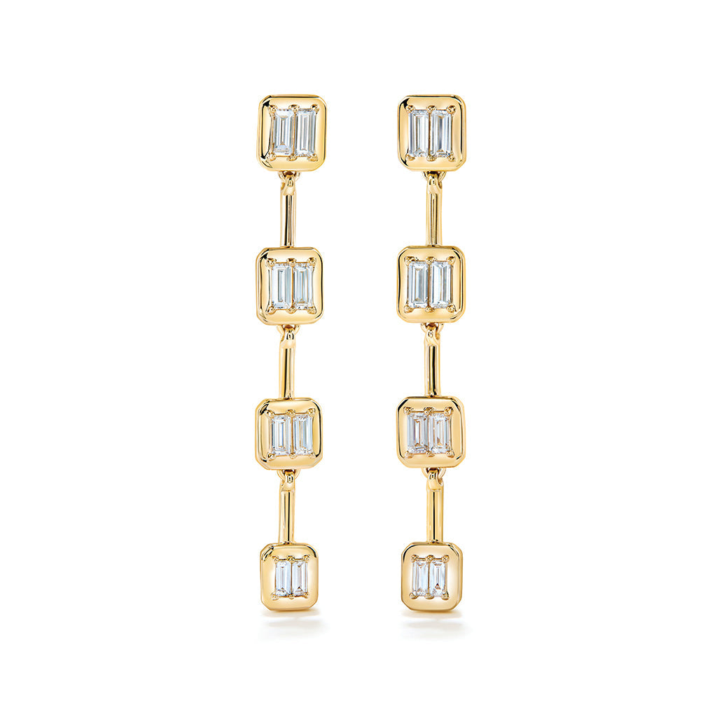 D Flawless Diamond Earrings set in 18K Yellow Gold