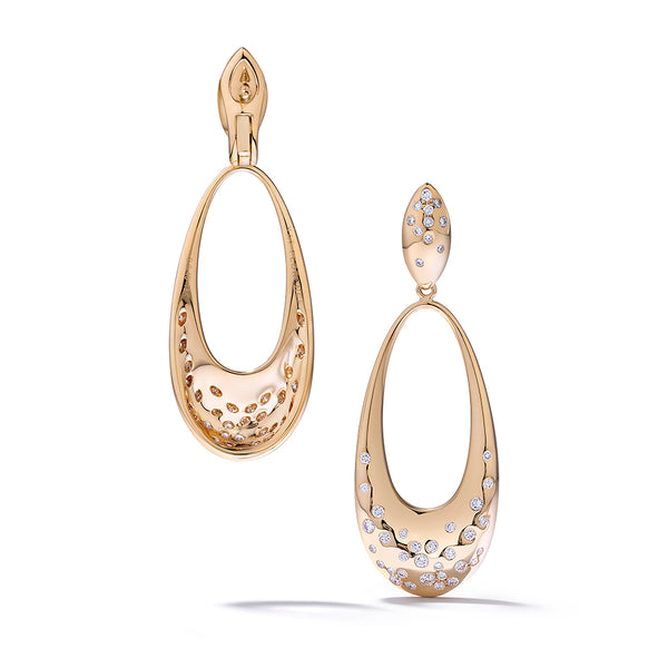 Floating D Flawless Diamond Earrings set in 18K Yellow Gold
