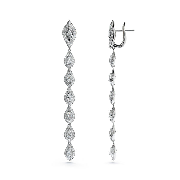 Diamond Drops D Flawless Diamond Earrings set in 18K White Gold