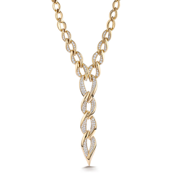 Connected D Flawless Diamond Necklace set in 18K Yellow Gold
