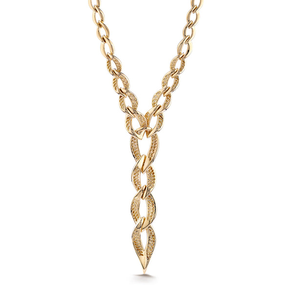 Connected D Flawless Diamond Necklace set in 18K Yellow Gold