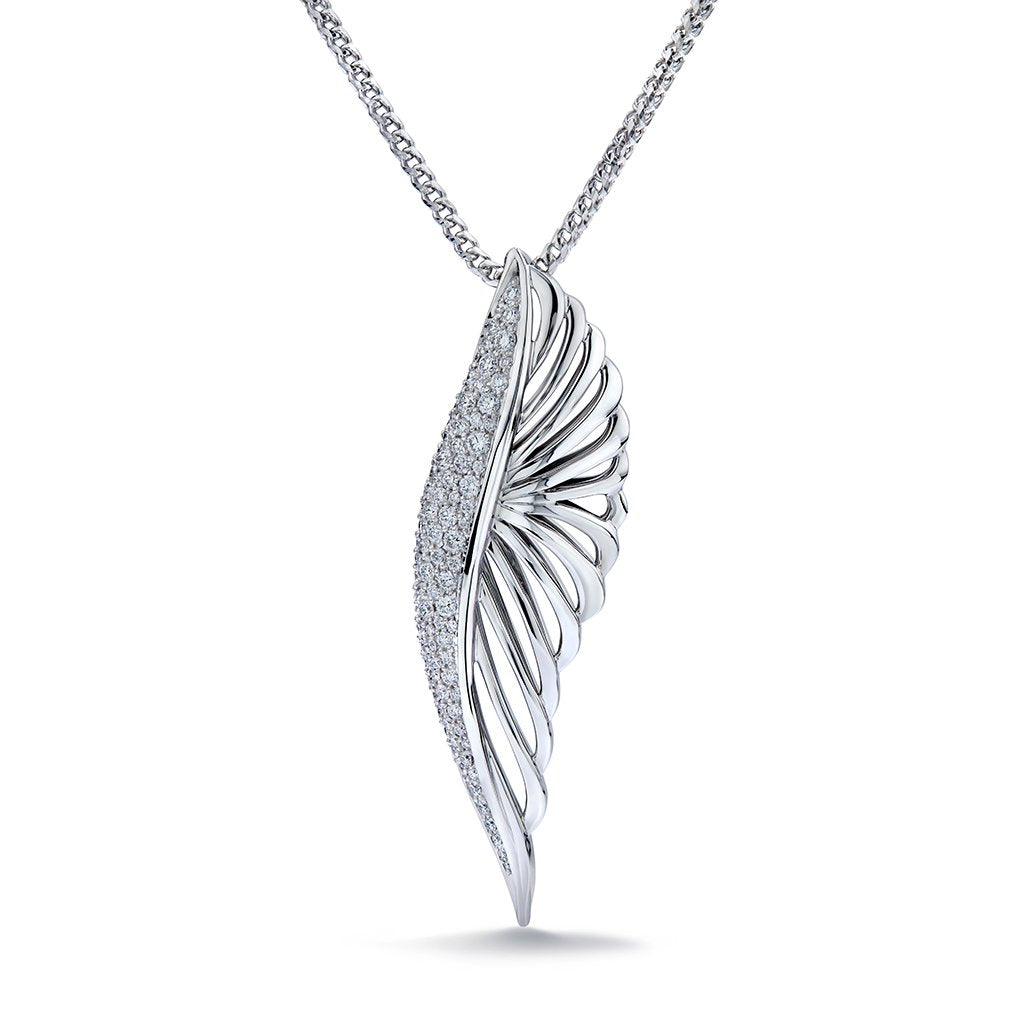 1/4 CT. T.W. Diamond Angel Wings Necklace Charm in 10K Gold | Banter