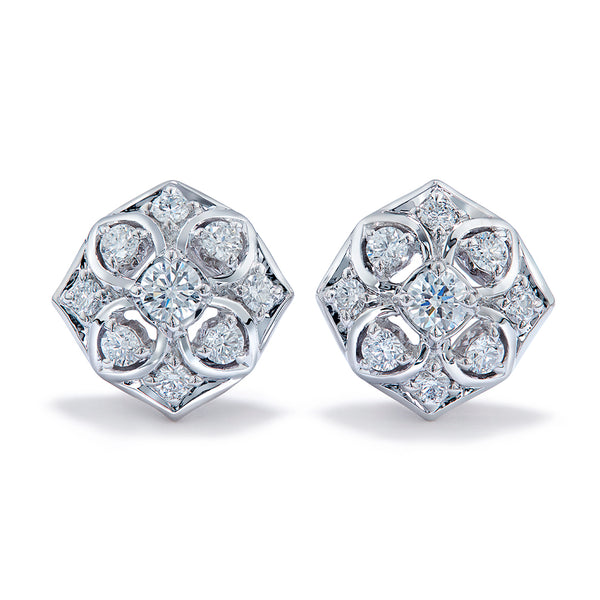 Cherry Blossom D Flawless Diamond Earrings set in 18K White Gold