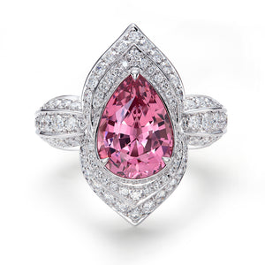 Balas Spinel Ring with D Flawless Diamonds set in 18K White Gold