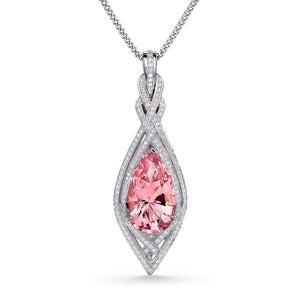 Madagascar Morganite Necklace with D Flawless Diamonds set in 18K White Gold