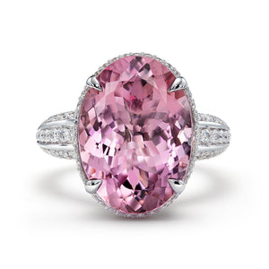 Madagascar Morganite Ring with D Flawless Diamonds set in 18K White Gold