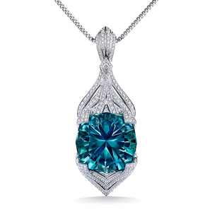 Himalayan Aquamarine Necklace with D Flawless Diamonds set in 18K White Gold