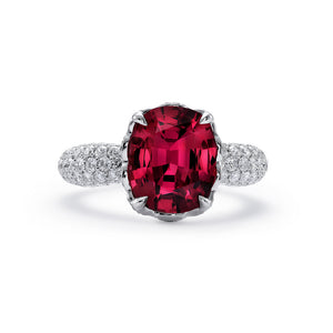 Noble Burmese Spinel Ring with D Flawless Diamonds set in 18K White Gold