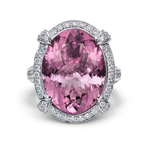 Madagascar Morganite Ring with D Flawless Diamonds set in 18K White Gold