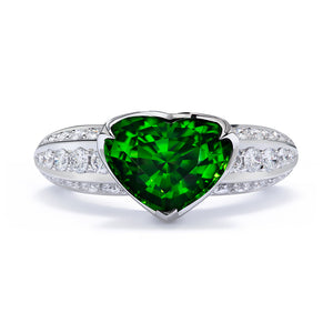 Chrome Tourmaline Ring with D Flawless Diamonds set in 18K White Gold