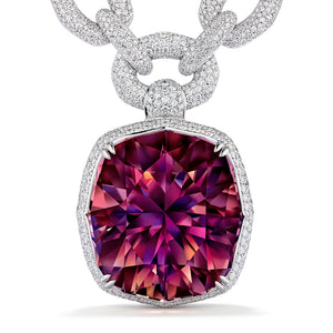Neon Titanium Tourmaline Necklace with D Flawless Diamonds set in 18K White Gold