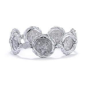 Ancient Coin Rome Bracelet with D Flawless Diamonds set in 18K White Gold