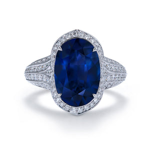 Unheated Blue Kashmir Sapphire Ring with D Flawless Diamonds set in 18K White Gold