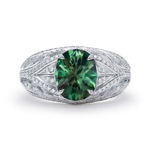 Alexandrite Ring with D Flawless Diamonds set in 18K White Gold