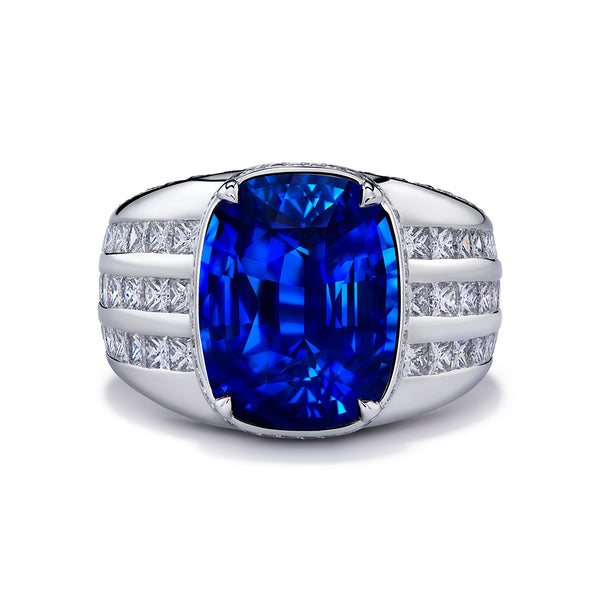 Ceylon Sapphire Ring with D Flawless Diamonds set in Platinum