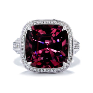 Mogok Violet Spinel Ring with D Flawless Diamonds set in 18K White Gold