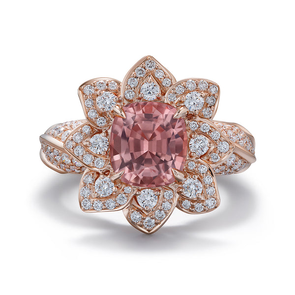 Mogok Titanium Grossular Garnet Ring with D Flawless Diamonds set in 18K Rose Gold