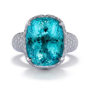 Paraiba Tourmaline Ring with D Flawless Diamonds set in 18K White Gold