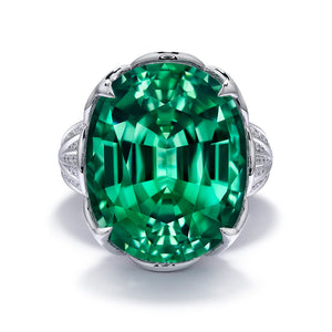 Unheated Paraiba Tourmaline Ring with D Flawless Diamonds set in 18K White Gold