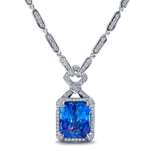 Unheated Burmese Sapphire Necklace with D Flawless Diamonds set in 18K White Gold