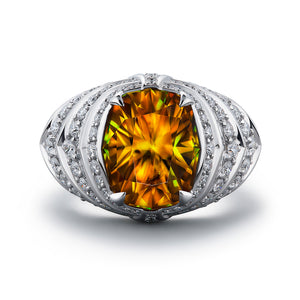 Sphene Ring with D Flawless Diamonds set in 18K White Gold