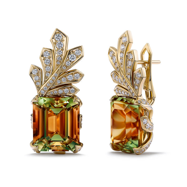 Zultanite Earrings with D Flawless Diamonds set in 18K Yellow Gold