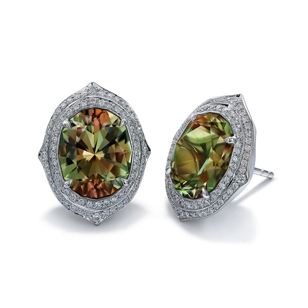 Zultanite Earrings with D Flawless Diamonds set in 18K White Gold