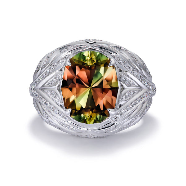 Zultanite Ring with D Flawless Diamonds set in 18K White Gold