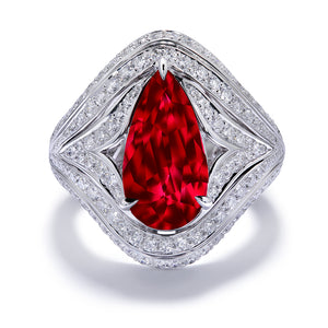 Unheated Gemfields Pigeon Blood Ruby Ring with D Flawless Diamonds set in 18K White Gold