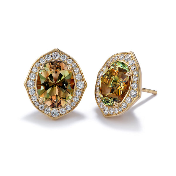 Zultanite Earrings with D Flawless Diamonds set in 18K Yellow Gold