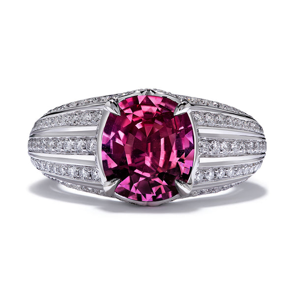 Pink Sapphire Ring with D Flawless Diamonds set in Platinum