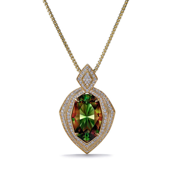 Zultanite Necklace with D Flawless Diamonds set in 18K Yellow Gold