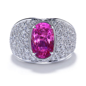 Pink Sapphire Ring with D Flawless Diamonds set in 18K White Gold
