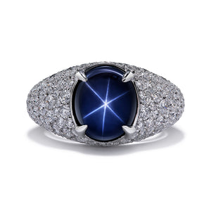 Star Spinel Ring with D Flawless Diamonds set in Platinum