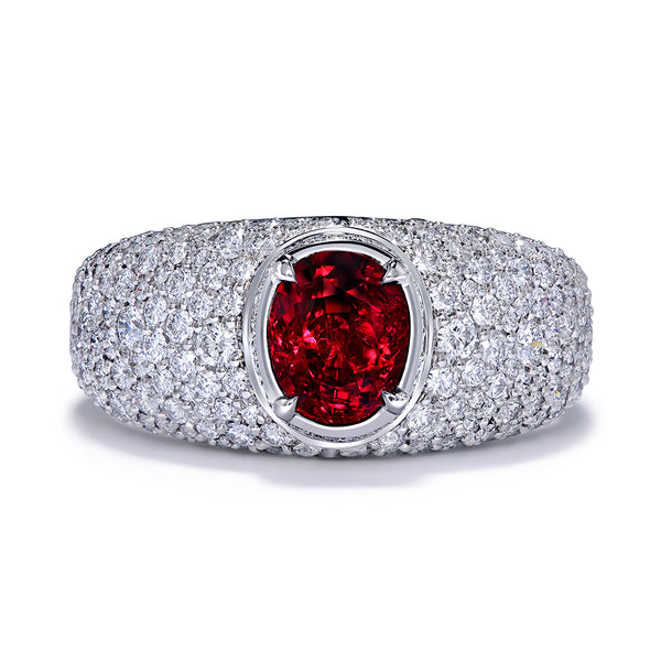 Unheated Mogok Pigeon Blood Red Ruby Ring with D Flawless Diamonds set in Platinum