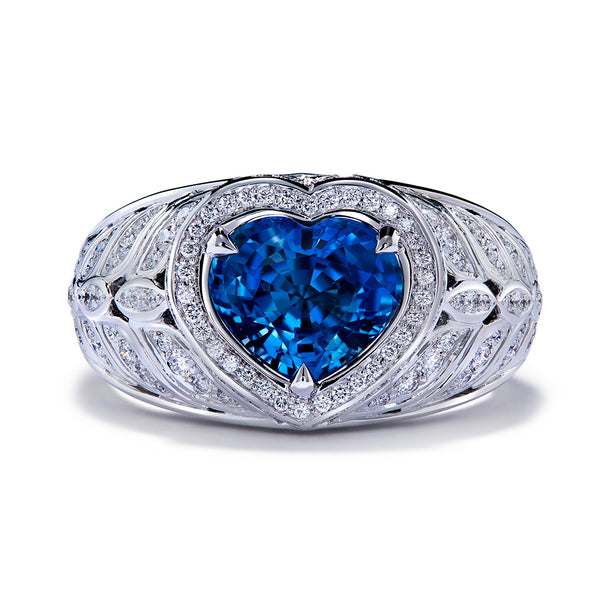 Unheated Burmese Sapphire Ring with D Flawless Diamonds set in 18K White Gold