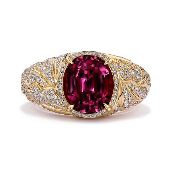 Spinel Ring with D Flawless Diamonds set in 18K Yellow Gold